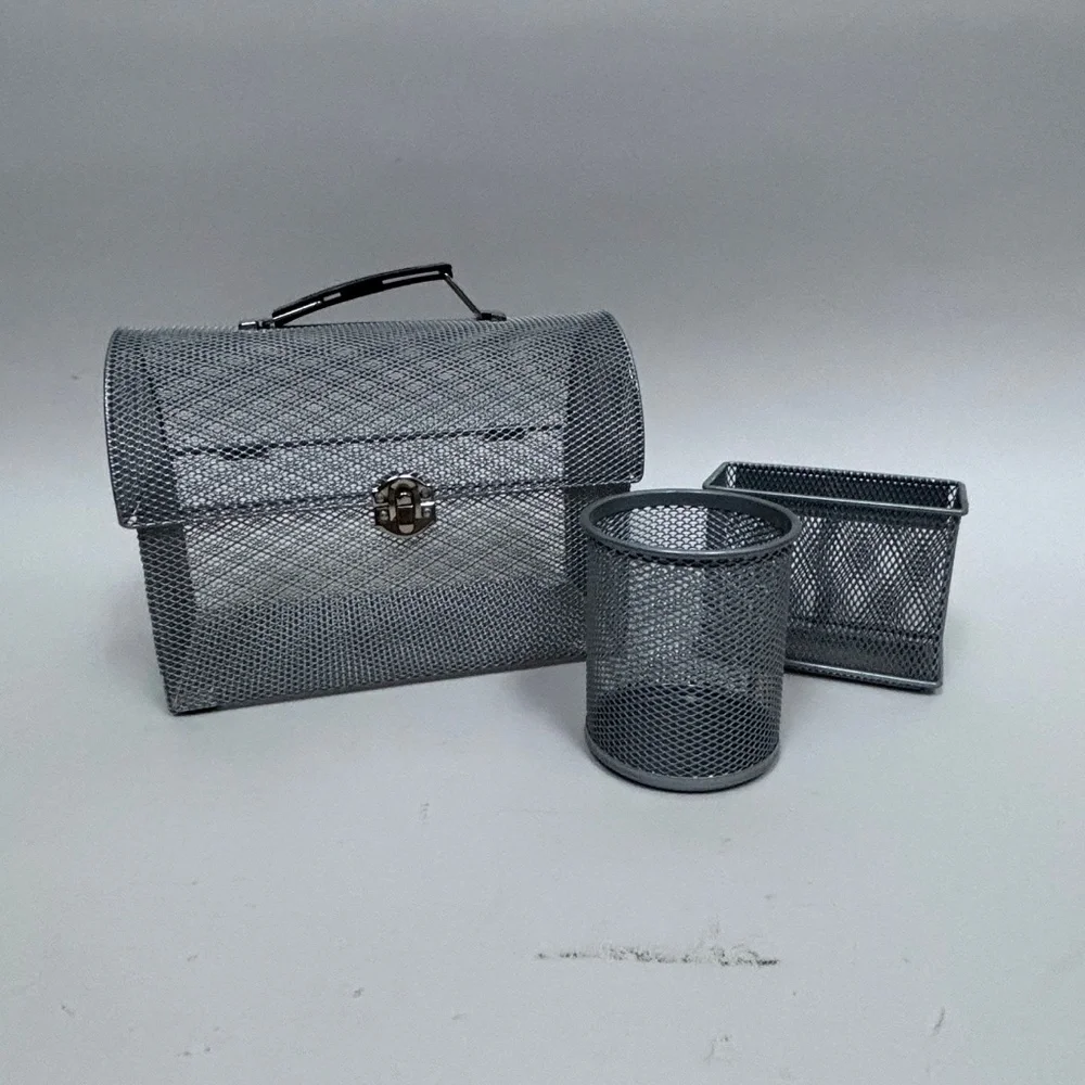 Silver Mesh Desk Storage Containers - Picture 7 of 11
